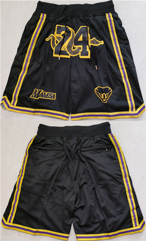 Men's Los Angeles Lakers #24 Kobe Bryant Black Shorts (Run Small)